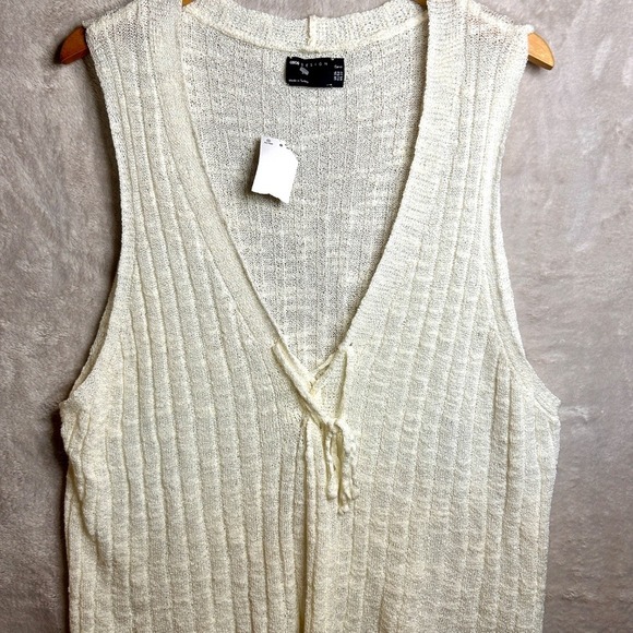 ASOS Tops - Asos Knitted Vest Top Womens 22‎ Cream Sleeveless Ribbed Lace-Up Boho Festival